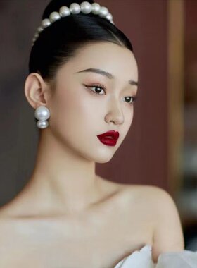 欧美港风复古赫本大气珍珠发带新娘造型头箍优雅婚纱高级礼服配饰