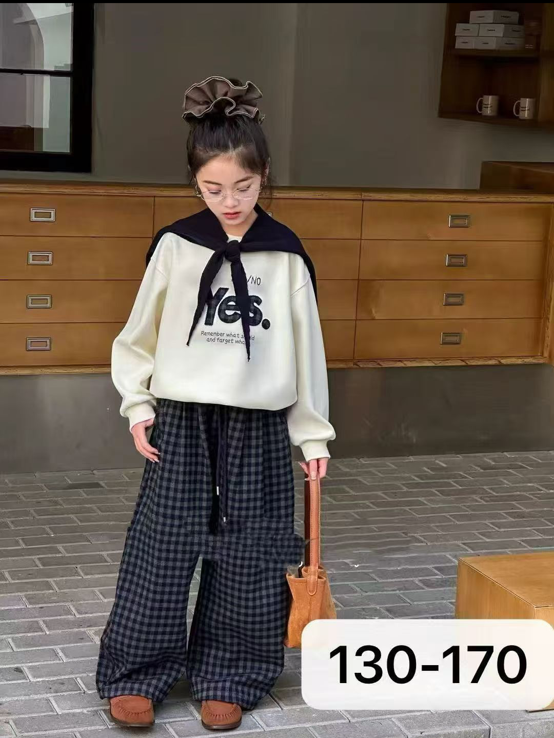 女童秋装披肩卫衣套装2025新款韩系中大童洋气女孩格子裤两件套潮