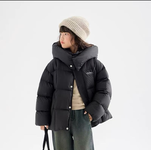 伯尼贝贝冬季短款羽绒服90白鸭绒男女中大童加厚保暖休闲连帽外套