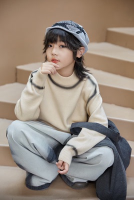 简约休闲冬季男童加厚羊毛衣2025新款儿童针织衫中大童打底线衫