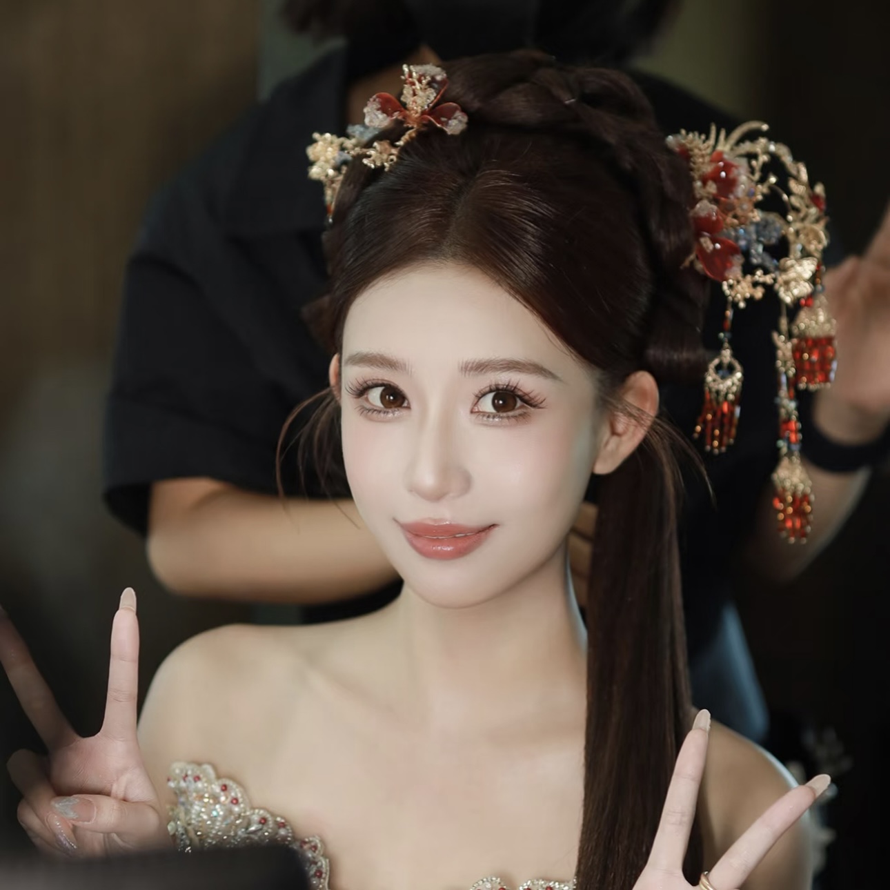 君心家 3475简约金红发钗不对称七件套新娘中式秀禾头饰