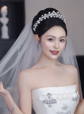 君心家 K17795ETE珍珠王冠新娘仪式感婚礼头饰皇冠配饰新娘饰品