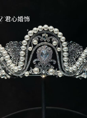 君心家 ETE复古珍珠轻奢皇冠新娘婚礼发饰公主头饰