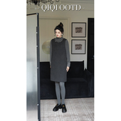 柒院家私服大码 小香风设计感圆领背心连衣裙冬轻奢遮肉显瘦中长裙