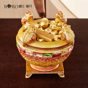 罗比罗丹聚宝盆客厅珐琅彩工艺摆件存钱罐店铺公司开业礼品摆件