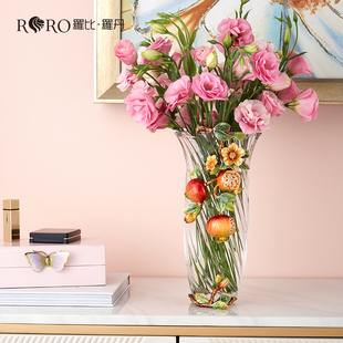 罗比罗丹喜乐多福花瓶珐琅彩工艺石榴花摆件可养真花乔迁礼物