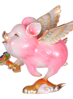 罗比罗丹珐琅彩工艺飞猪摆件