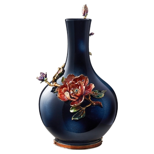 罗比罗丹《富贵圆满》高新款花瓶带底座珐琅彩工艺礼品玄关摆件