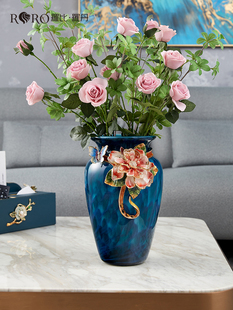 罗比罗丹绽放小蓝珐琅工艺家居饰品饰品乔迁礼物花瓶