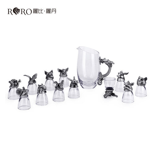罗比罗丹十二生肖兽首玻璃白酒杯分摇醒酒器酒具套装创意礼品 - 封面