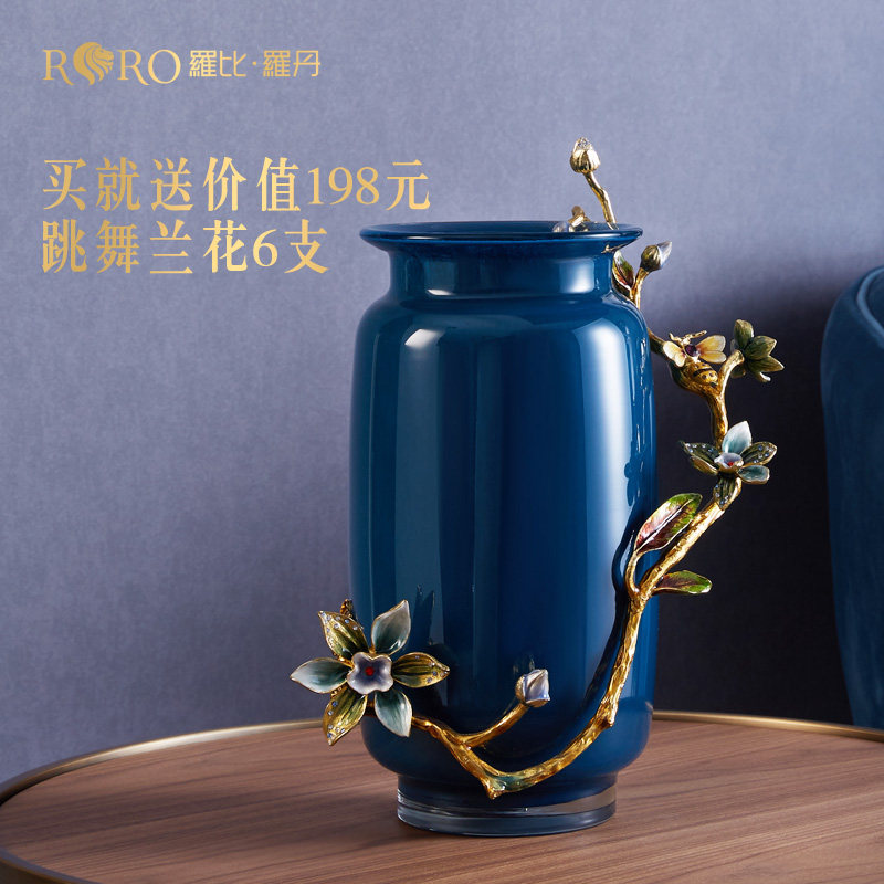 罗比罗丹珐琅彩花瓶创意家居软装饰品蓝色冬瓜瓶玄关摆件客厅插花|ruв категории Домашний быт, ваза/цветок/искусственные цветы/моделирование украшения, цветок/ваза, ваза - от Buy2taobao.com для оказания профессиональной услуги покупки агента Taobao