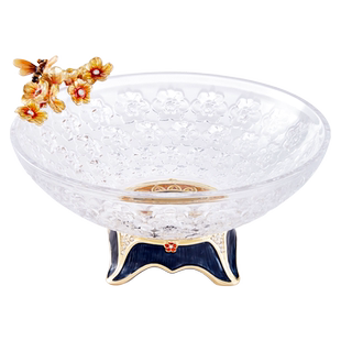 罗比罗丹《锦上添花》果盘珐琅彩工艺茶几水果盘带灯水果盘