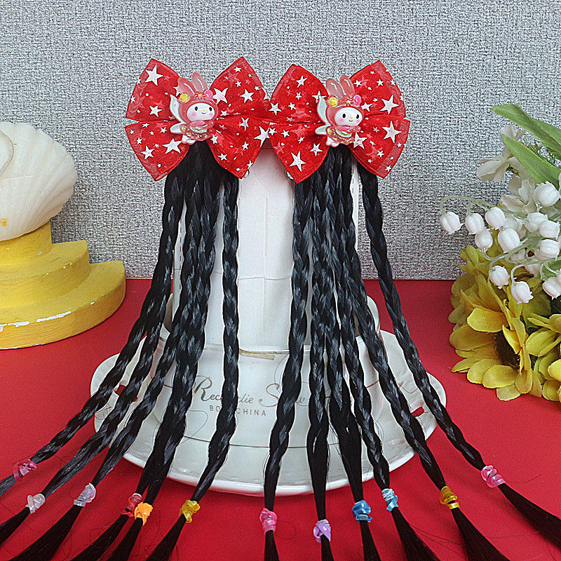 儿童头饰星星月亮蝴蝶结假发麻花辫发夹女童发饰发卡小女孩头花