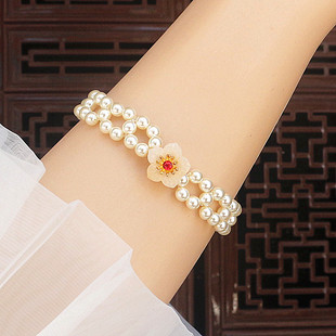 法式赫本风叠戴双层小米粒珍珠手链女款轻奢优雅招桃花手串手饰