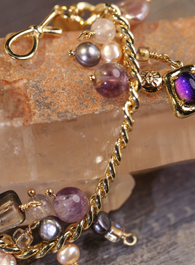 【直播间】Burial   屿棠造饰  殉情者骷髅手链  朋克哥特紫水晶