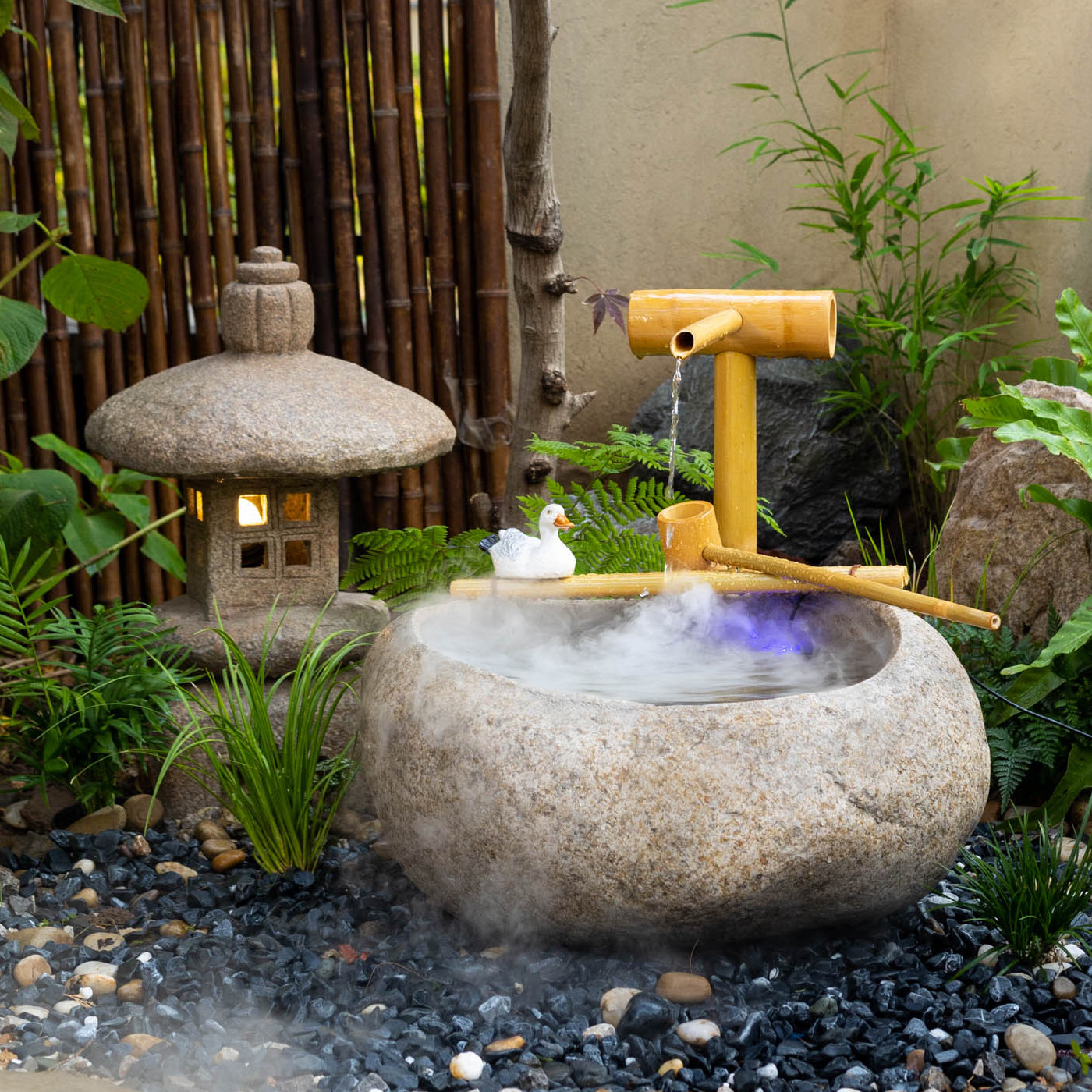 流水摆件循环水日式仿鹅卵石竹子石钵户外花园庭院水景观装饰造景,家居饰品,流水摆件,淘宝优惠券,粉丝福利购,淘宝优惠卷