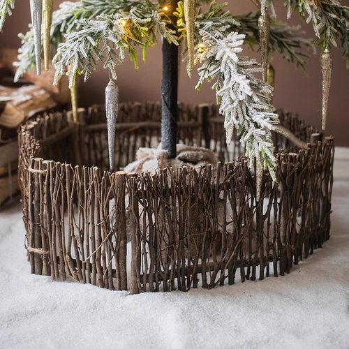 掬涵Christmas圣诞树裙篱笆栅栏围挡围栏天然木棒橱窗装饰品摆件