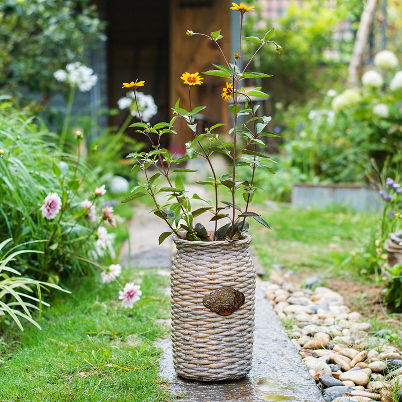 시멘트 화분 장식화분 고리버들 질감 화분 데스크탑 장식품 녹색 식물 발코니 정원