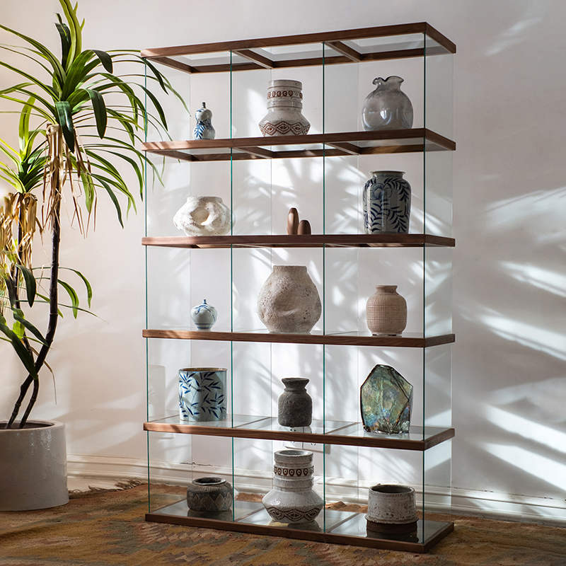 掬涵自由组合实木透明书柜置物架