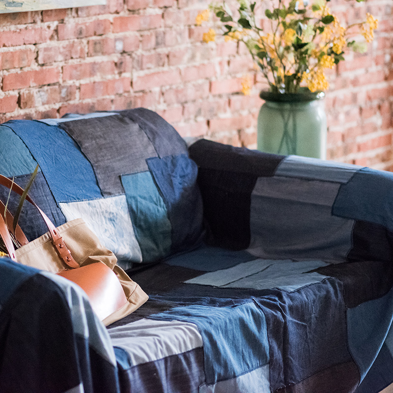 掬涵沙发巾牛仔拼布罩防尘盖