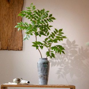 饰假花 掬涵仿真花禅意仿真绿植漆木树叶插花摆设客厅假绿植树枝装