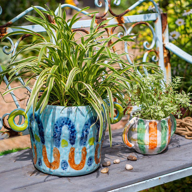 毕加索彩绘花盆复古红陶多肉植物艺术花器趣味可爱花园日式高档感,家居饰品,花盆,淘宝优惠券,粉丝福利购,淘宝优惠卷