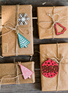 掬涵圣诞树木片精致日气派对挂件