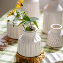 新款 创意艺术花瓶摆件客厅插花水培富贵竹高级感白色小口陶罐软装