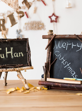 掬涵原木小黑板挂式支架式装饰摆饰道具咖啡馆吧台拍摄道具