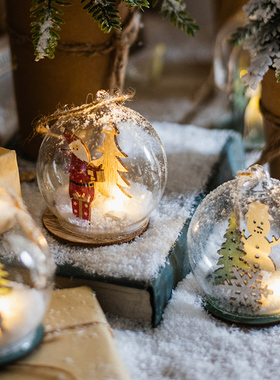 掬涵Christmas圣诞树雪球挂件装饰品玻璃吊灯球发光摆件橱窗派对