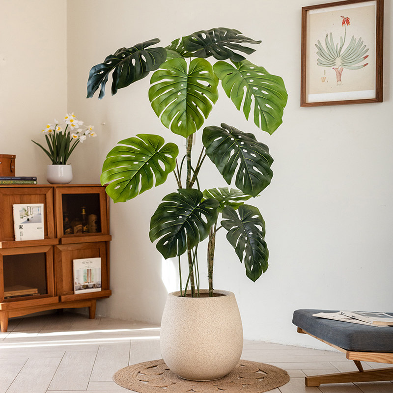 掬涵仿真绿植龟背竹假树大型高级感室内客厅景观落地盆栽装饰摆件