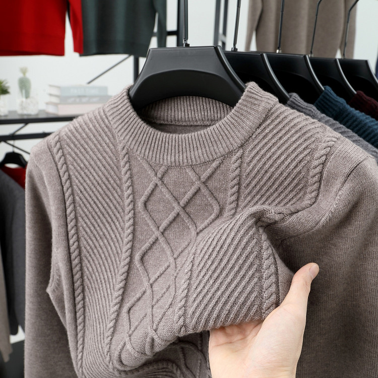 普通毛线圆领宽松青春活力风套头针织衫/毛衣