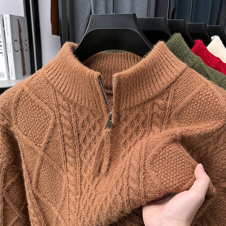 半高领青春活力风套头不易变形长袖针织衫/毛衣