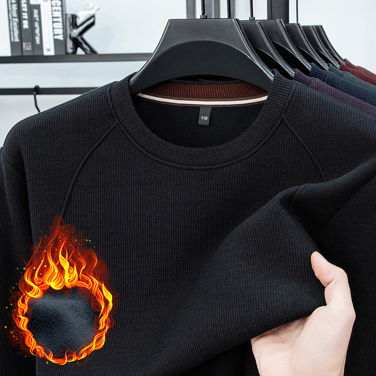 普通毛线圆领直筒型休闲风套头针织衫/毛衣