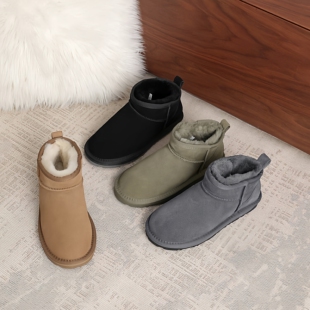 澳洲EVERAU雪地靴男女迷你超短筒羊皮毛一体棉靴靴防滑橡胶底3125