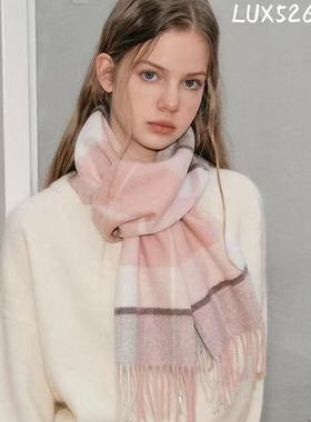 澳洲AUSLUX冬季撞色格子100%澳毛围巾保暖情侣羊毛围巾LUX526D