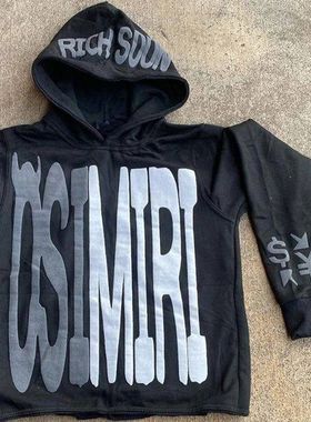 MoKie2024新款跨境发泡字母连帽运动衫 运动套装套头Y2K 字母印花