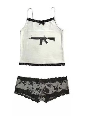 MoKie跨境新款小众显白纯色细肩带蝴蝶结吊带上衣 时尚无袖休闲辣