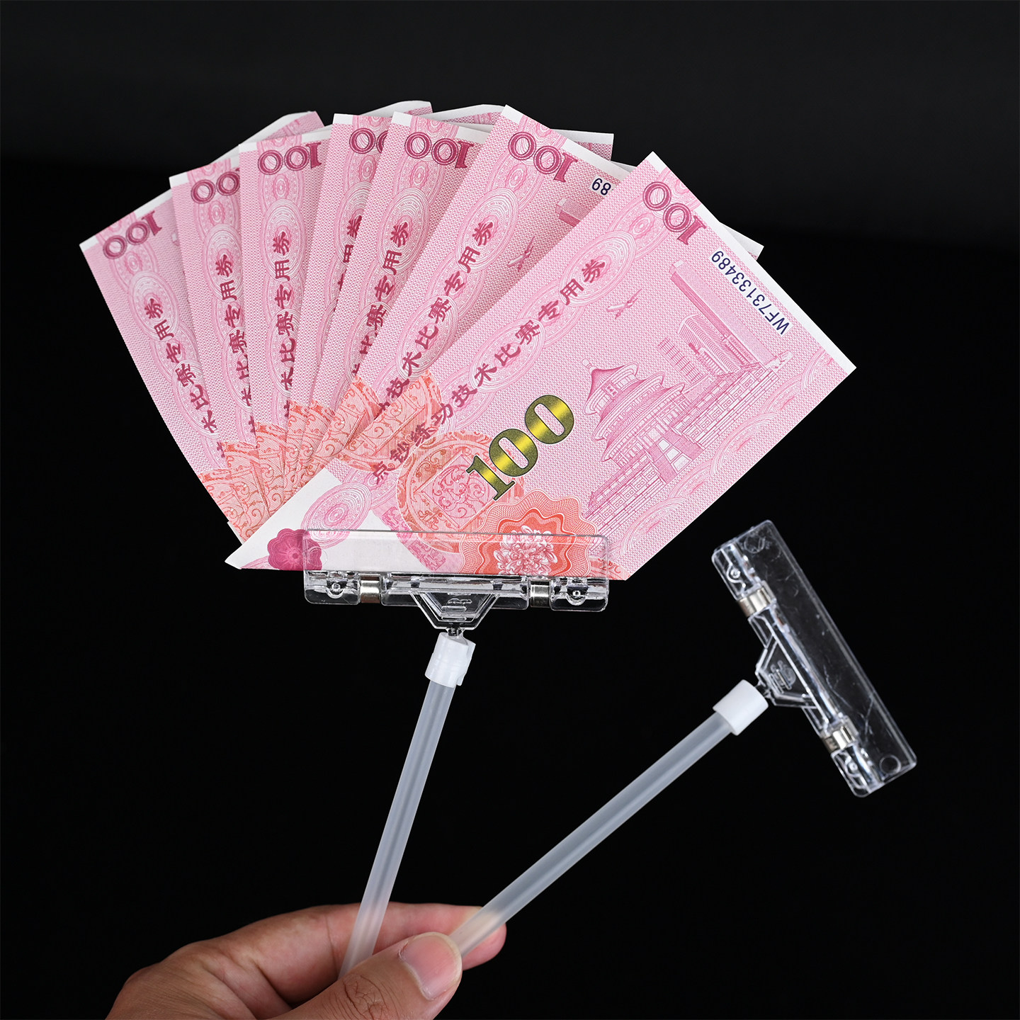 新款有钱花透明夹子发财花束diy材料工具便捷卡片夹明信片花束夹