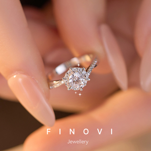 正品D色莫桑石钻戒纯银镀铂金1克拉六爪求婚戒指七夕送女友礼物