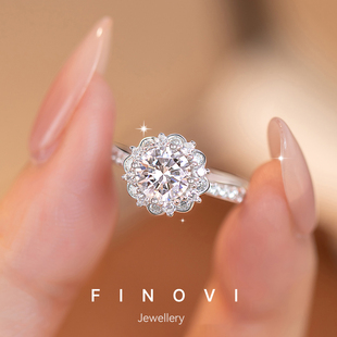 莫桑石钻戒女纯银戒指求婚结婚钻石闭口高级感七夕送女朋友礼物