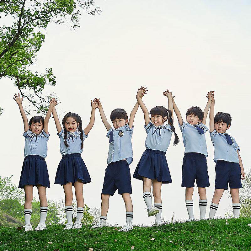 小学生六一夏季演出服英伦学院风套装儿童红歌合唱诗歌朗诵表演服