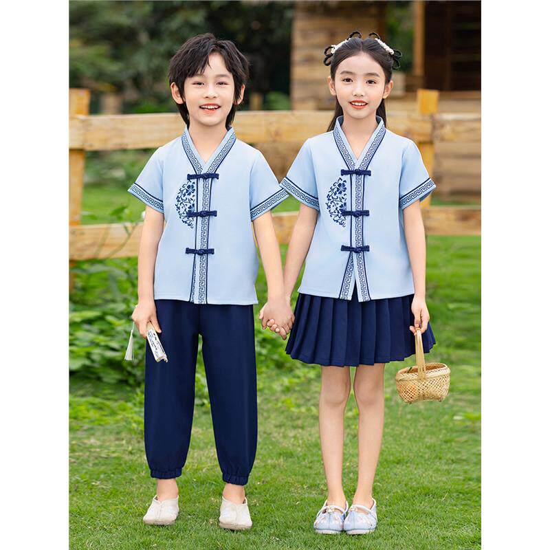 儿 童汉服幼儿园园服六一朗诵合唱表演服毕业照班服国风中式唐装