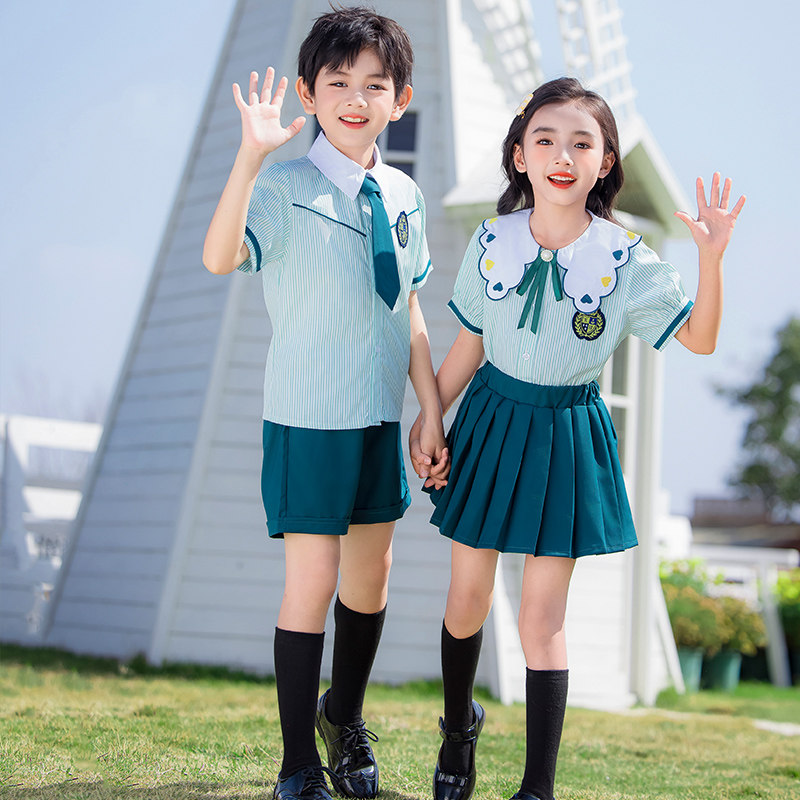 小学生校服夏季短袖套装一年级订制英伦学院风儿童班服幼儿园园服