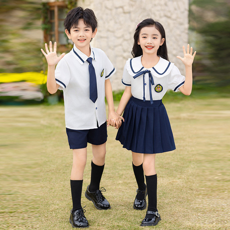 幼儿园园服小学生校服套装夏季中大童英伦风班服毕业照团体演出服