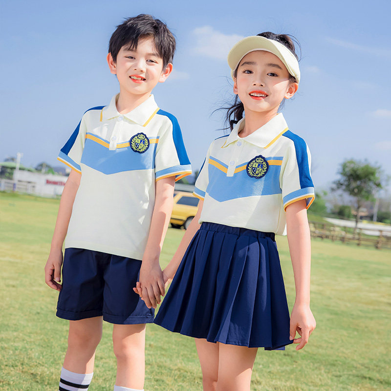 幼儿园园服夏装夏季套装小学生校服纯棉班服儿童短袖毕业照服定制