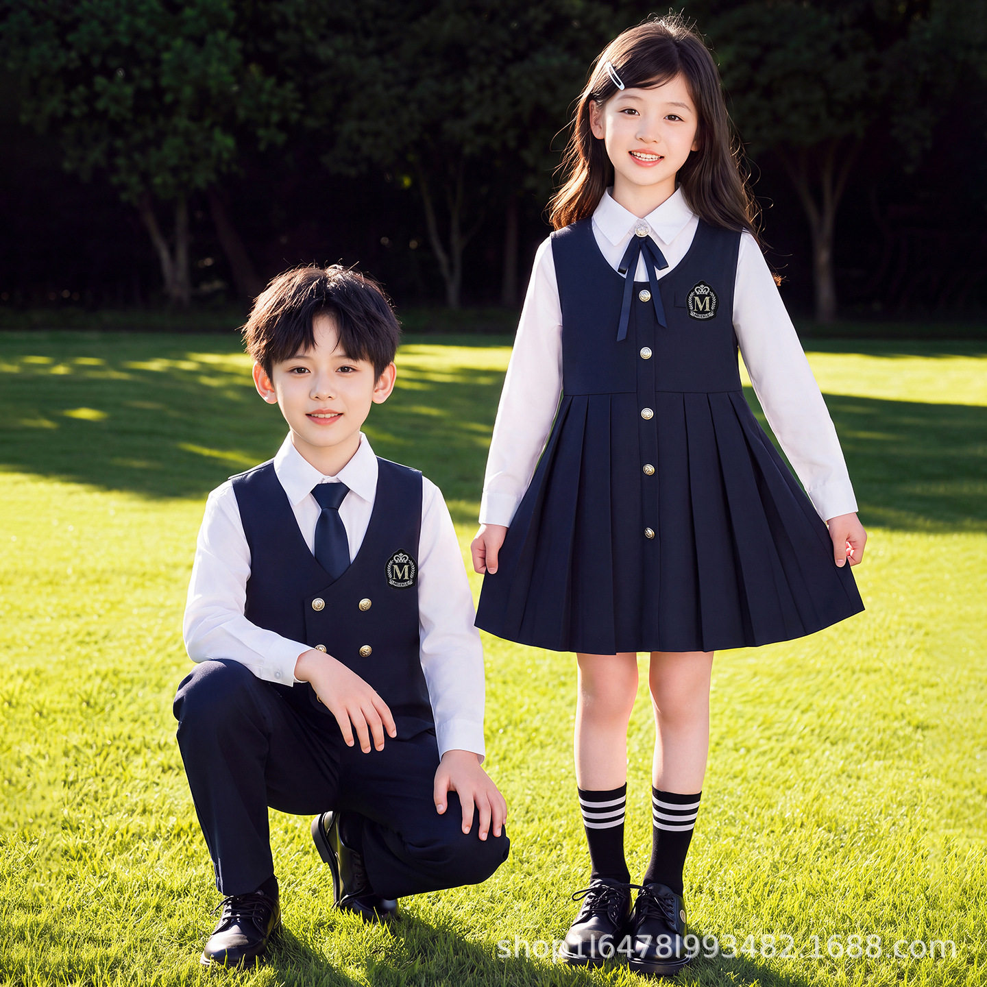 英伦风幼儿园小学生校服两件套