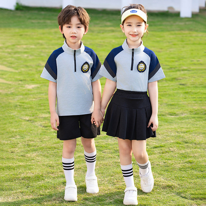 小学生夏季短袖休闲校服班服儿童套装学院风合照团体服幼儿园园服