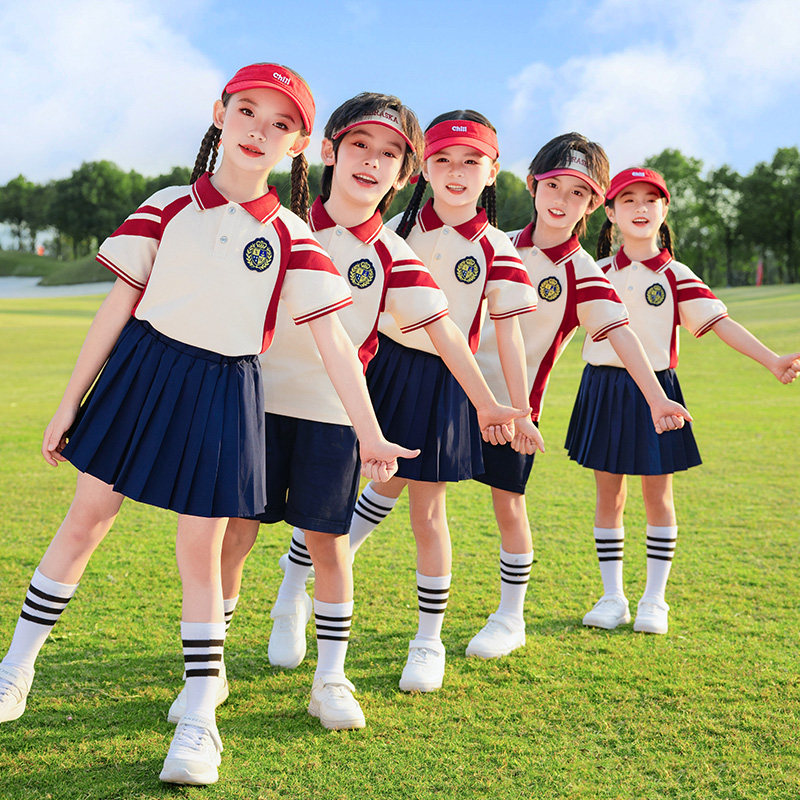 幼儿园园服夏季短袖套装中小学生运动班服三件套儿童春秋夏季校服