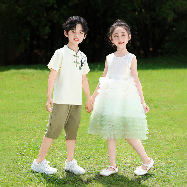 夏季中式儿童透气蛋糕校服裙